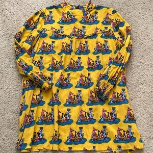 Nooworks Yellow Dog Party Stevie High Ruffled Dress. XL.